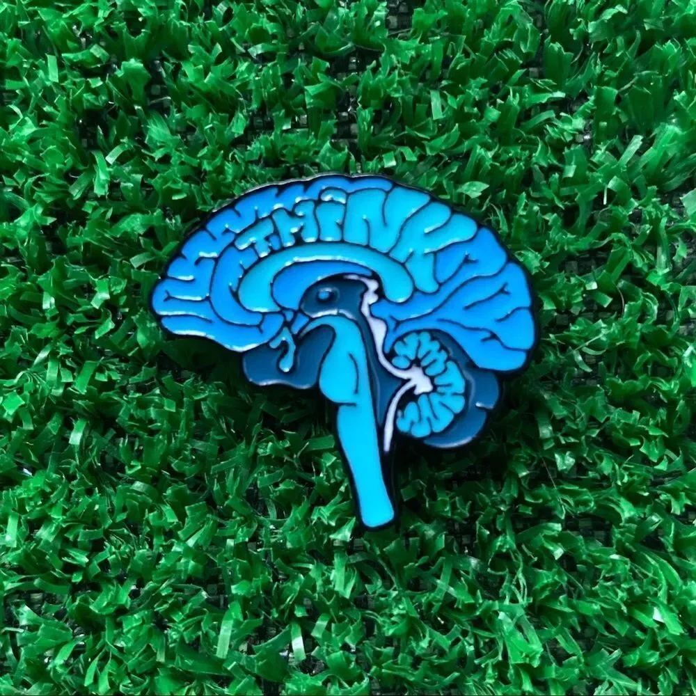 Think Blue Brain Enamel Pin/ Brooch